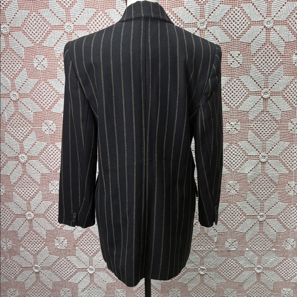 Mondi Vintage Wool Blazer Pinstripe Black Gold Size 38/ Sz 6-8 - Picture 6 of 8